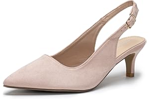 EDITCOZY Damen Pumps Slingback Slingpumps Sandalen Spitzenschuhe mit Kitten Heel