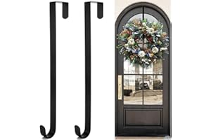 ZPLASK 2 Pcs Door Hanger for Front Door, Christmas Wreath Hook, Black Wreath Hanger for Home Office Wall Wedding Display and Hang Clothes Scarves