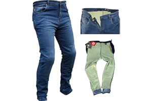 RTX LEATHERS RTX Motorcycle Motorbike CE UKCA Level 2 Full Length Aramid Lined Abrasion Resistance Protection Stretch Denim Biker Jeans