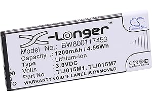 vhbw Bateria zamienna do Alcatel TLi015M1, TLi015M7, TLi015MA do telefonu komórkowego smartfona telefonu (1200 mAh, 3,8 V, litowo-jonowa)