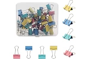 AMZSKU original mauly Klemmer (50 Stück) 19 mm | Befestigung mit 7 mm zum Klemmen von bis zu 70 Blatt Papier | vielseitig einsetzbar im Büro, als Küchen Gadgets und im Haushalt (Farbig Sortiert)