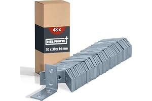 HjälpMATE – 48 stycken stolvinkel 30 x 30 x 14 mm – vinkelkontakt galvaniserad och blå passiviserad – möbelvinkel med utmärkt