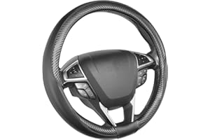 SEG Direct Lenkradbezug Auto Lenkradhülle Lenkrad Abdeckung aus Mikrofaser Leder Mit Kohlefasermuster Standardgröße 37-39cm Schwarz
