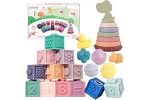 AAGOOD Jouet Montessori Bebe 6 Mois 25 pièces Cube d'activité Bébé Cube Sensoriels Souples a Empiler Balle Sensoriel Jeux Educatif Jouets d'éveil pour Bebe Enfant 6 9 12 Mois 1 an Garçon Fille