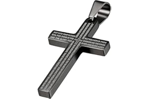 OIDEA Pendentif en forme de croix de la Bible en acier inoxydable avec chaîne de 55 cm pour homme