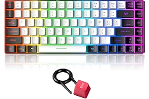 Snpurdiri Tastiera da gioco cablata, tastiera compatta Mini Gaming Office, tastiera ergonomica RGB con retroilluminazione per Windows, PC, laptop, gaming (84 tasti, bianco nero)