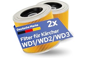 MILUX® Ersatzfilter [2x] für Kärcher Filter WD3 & WD2 Filter Staubsauger - Filter für Kärcher Staubsauger [WD3, WD2, WD1, MV3, MV2, A, K, KNT, NT, SE, VC] - Auch für Allergiker geeignet