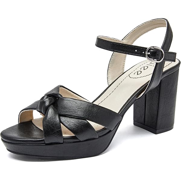 ROSERWISH Women's Chunky Heel Sandals - 4.7 Inch Block Heel, Open Toe Platform Sandals With Memory Foam