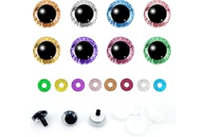 KAOTPO, 64 Stück 18 mm Sicherheitsaugen für häkeltiere mit bunten glitzernden Unterlegscheiben, sowie Augen für häkeltiere und Amigurumi Augen. Insgesamt 8 Farben für Stofftieraugen bei DIY.