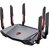 MSI Radix AXE6600 WiFi 6E Tri-Band Gaming Router - Schnelles WLAN bis 6600 Mbit/s (6GHz, 5GHz, 2,4GHz Wireless), AI QoS Prior