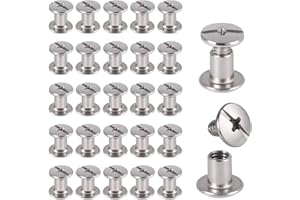 50 Sets Chicago Schrauben, KWOKWEI Buchschrauben Edelstahl 5mm Schraubnieten Gürtel, Binding Schrauben Beiträge Nagel Rivet für Album Buch DIY Lederdekoration Handtaschen 5 mm x 6 mm
