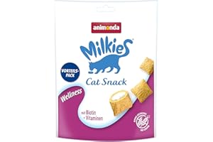 animonda Milkies Wellness, getreidefreie Knusperkissen für Katzen, Katzensnack, 6 x 120 g