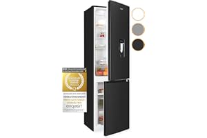 Exquisit Kühl-Gefrierkombination KGC265-70-NF-WS-040C inoxlook-az | 251 L Volumen | Kühl Gefrierkombination No-frost | Wasserspender | Kühlgefrierkombination freistehend