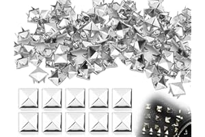 KAPSING 100 Stück Quadratische Nieten Metall, nieten für leder, Pyramide Spike Nieten, DIY Punk Nieten, für Taschen Lederband Mäntel Handschuhe
