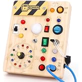 Montessori Busy Board for toddlers for 1 year old Activity Board Wooden Toy With 10 Switches and 23 LED Lights Sensory Board 