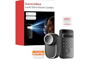 SwitchBot WiFi Smart Lock Ultra con Tastierino e Riconoscimento Facciale 3D, Serratura Smart con Impronte Digitali, Serratura Elettronica con Batteria Ricaricabile, Adatta a Matter, Alexa, Google