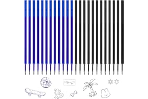 ZNNHNN 24x Recambios Boligrafos Borrables,Compatibles con Legami, Azul y Negro, Punta de 0,7mm,Altura 13cm,Bolígrafo roller borrable,Tinta termosensible,Recambio reemplazable [12 Azul y 12 Negro]