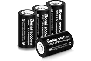 ‎BONAI BONAI Akumulatory C 5000 mAh 1,2 V Ni-MH wysoka pojemność bateria C (4 sztuki)