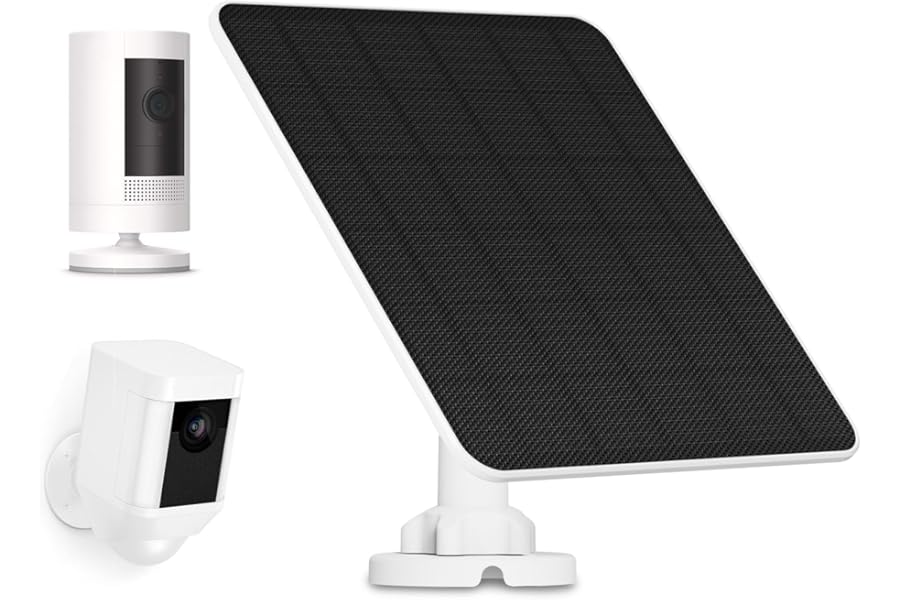 Solar Panel for Ring Camera, 5W Solar Charger for Ring Stick Up Battery, Spotlight Plus/Pro, Wyze Cam, Includes Barrel Plug and USB-C Adapter, IP65 Waterproof