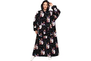TOMEEK Bluza z kapturem oversize, dla kobiet, bardzo długa, z uroczymi zwierzętami i ogromną kieszenią, super ciepła i przyjemna, polarowa, koc dla dorosłych, mężczyzn, nastolatków, jeden rozmiar