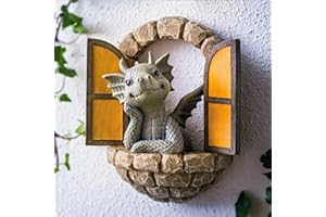 UVAN ART Figurines de dragon de jardin décoratives - Statue de jardin - Statue de jardin décorative à la main - Résistante aux intempéries - Sculpture de dragon - Pour l'intérieur et l'extérieur