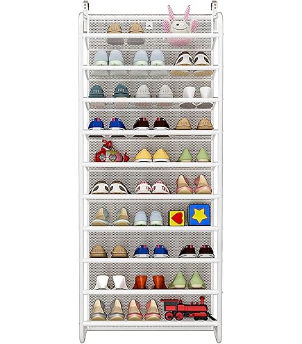 Scarpiera Sospesa Sopra La Porta - 10 Livelli, In Metallo E Rete, Senza Foratura, Organizer Per Scarpe - Foto 7