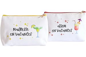 TE WHAKA Duo Pochettes Maîtresse + Atsem en Vacances | Merci Maîtresse, Merci Atsem - Remerciements école - Cadeau Maîtresse, Cadeau Atsem - Cadeau Fin d'année Scolaire