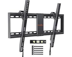 TV Wall Bracket, Tilt TV Mount for Most 37-82 inch LED, LCD, OLED, Flat&Curved TVs up to 60kg, Max VESA 600x400mm, Bubble Lev