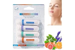 HEEFENG 4 Pieces Nasal Stick,Natural Nasal Inhaler,Aromatherapy Nasal Inhaler,Portable Nasal Congestion Inhaler,Natural Refreshing Mints Oils,Improving Nasal Breathing,Blocked Nose Relief,Enhanced Focus