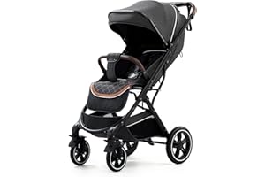 YAZOCO Silla de paseo Plegable Silla de paseo ligera Carrito bebe Fundas para pies, mosquiteros, cubiertas de lluvia (Negro)