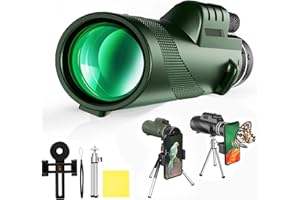 AOKADUTE Monoculares HD de 80 x 100 para adultos de alta potencia con soporte y trípode, telescopio monocular para smartphone con visión nocturna para observación de aves, caza, senderismo, camping,