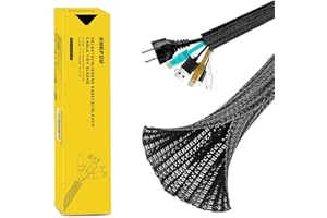 SURFOU Recoge Cables 3.1m X 13mm, Protector Cable, Cubre Negro Management, Funda para Cubrecables Mesa Protege Tidy Ocultar Sleeve Macarron Ordenar Flexible Guardacables