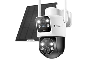 YESKANO Camara Vigilancia WiFi Exterior con Doble Lente, Cámara Exterior Solar con Panel Solar 6W, Camara Exterior WiFi PTZ 360° con App Móvil, Visión Nocturna Color, Audio Bidireccional, IP66