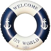 Inflatable Vintage Striped Swim Ring Inflatable Float, Water Party Float Inflatable Swimming Ring, for Summer Pools and Beach