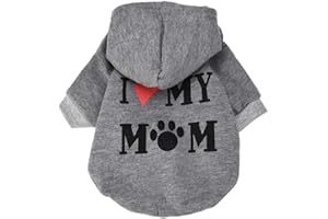FOXCUP Fossrn Ropa Perro Pequeño Chihuahua Yorkshire Sudadera con Capucha - I MY MOM Invierno Ropa para Mascota Cachorro