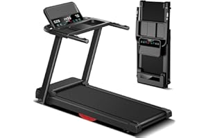 UMAY Treadmills for Home, 3.0HP Quiet Brushless Folding Treadmill with Heart Rate Sensor, Dual Cushion System, 300lbs Weight Capacity, Holder for Cup & Phone
