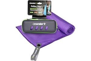 4Monster Microfiber Towel with Carry Case, Super Absorbent Travel Towel, Quick Dry Towel, Camping Towel, Great for Gym, Beach, Swimming, Backpacking and More