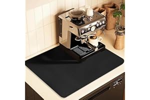 pafnisoin Tapis Machine a Cafe 1 Pièces Tapis Egouttoir Vaisselle Absorbant 60 * 40cm Tapis de Sechage Vaisselle Tapis Vaisselle Absorbant（Noir）