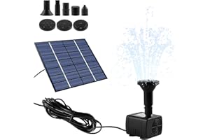 GALER Solar-Powered Water Fountain with 1.5W Panel, 3m Cable, 3 Nozzles for Bird Bath, Pond, Patio, Garden