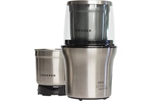 Wahl James Martin Grind and Chop, Electric Grinders Ideal for Coffee, Nuts and Spices, Safety Lock-In Lid, Brushed Stainless Steel, 200W, Capacity 70g