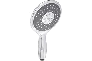 GROHE Vitalio Rain 130 – słuchawka prysznicowa (oszczędzająca wodę, 4 rodzaje strumienia, uniwersalny system mocowania, regulacja strumienia jednym kliknięciem), okrągła, chrom, 26107000