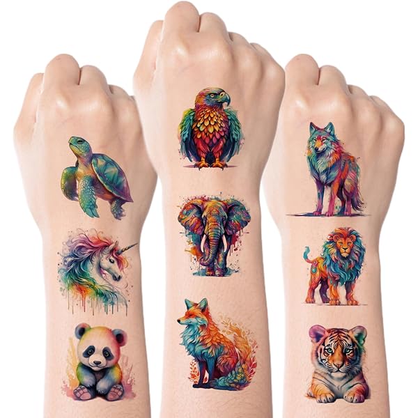 EUPSIIU Gesichts-Tattoo-Set – 5 Motive (Katze, Leopard, Schmetterling…) Mit Glitzer | Für Karneval, Halloween & Partys