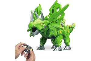Mycketop Assemblable RC Dinosaur Toy, Remote Control Walking Mecha Dinosaur with Sound, STEM DIY Triceratops Kit, Birthday Gift for Boys Girls Kids, Cool Dino Toys for Triceratops Lovers
