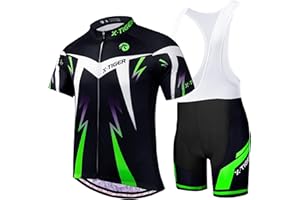 X-TIGER Męskie letnie stroje rowerowe z krótkim rękawem zestaw koszulka kolarska z żelowymi wyściełanymi spodniami 5D spodenki na szelkach oddychająca szybkoschnąca koszulka rowerowa zestaw do