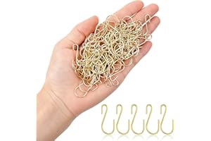 Matwsec 100PCS Mini S Hooks for Hanging,1 Inch Metal Hanging Hooks, Small Hook S Shaped Iron Wire Hook Hanger for Hang Jewelry Small Kitchenware Potted Plants Bags Keychains Accessories Gold
