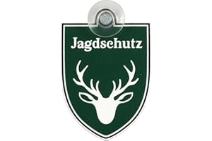 KAUFDEINSCHILD Schild, Autoschild Jagdschutz mit Saugnapf, 1,5mm wetterfestes Material 75 x 100 mm groß, von innen oder außen GREEN