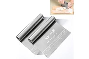 MS WGO Pro Dough Pastry Scraper/Cutter/Chopper Stainless Steel Mirror Polished with Measuring Scale Multipurpose- Cake, Pizza Cutter - Pastry Bread Separator Scale Knife (1)
