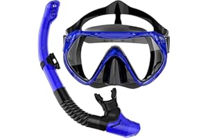 BUYCARD Snorkel Set Adults,Snorkel Mask Set Suitable For Snorkeling Diving Swimming,Scuba Snorkelling Packages,Anti-Fog 180° Panoramic View Swimming Goggles.