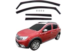 J&J AUTOMOTIVE | GP Deflectores de aire antiturbo adecuados para Sandero/Stepway 2012-2020 Juego de 4 unidades, color negro, antiviento y antilluvia aerodinámico