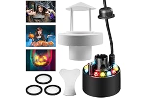 GAOUTO Nebulizzatore ad ultrasuoni, 12 LED, mini macchina per nebbia per Halloween, con 3 compresse atomizzatore, triplo colore gradiente, nebulizzatore Fogger con paraspruzzi rimovibile per fontane, stagno